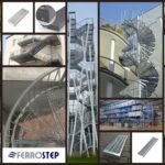 Geradläufige Treppe mit zwei Stützen im Treppenauge Ferrostep